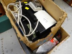 A vintage Elmo 8mm sound projector, screen & other equipment