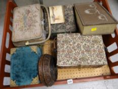 Crate of various sewing boxes & contents etc