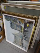 Parcel of various framed & unframed prints & pictures, Parisian scenes etc