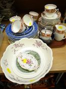 Parcel of mixed china including a Mason's Ironstone Watteau patterned bowl, Royal Crown Derby