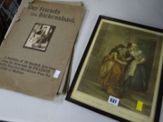 Framed print 'Cries of London' together with a portfolio of twenty Dickensland Van Dyck Gravures