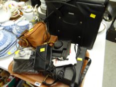 A parcel of vintage cameras including Kodak, Pentax & a Chinon recorder