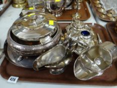 EPNS sugar helmet, creamers, grape scissors etc