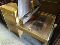 Parcel of items to include a modern glass top elephant table, oak barley-twist leg side table,