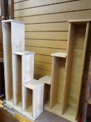 Two stripped pine hanging wall shelves