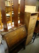 Parcel of furniture to include a modern lightwood desk, shoe storage unit, small oak bureau &