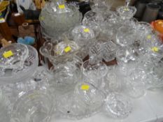Large parcel of mainly clear pressed glass including fruit dishes, bowls, jugs etc
