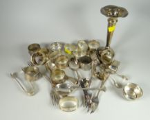 Parcel of hallmarked silver & EPNS napkin rings, silver trumpet vase etc