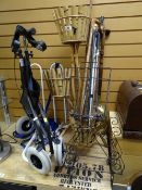 Parcel of items to include walking aid, walking sticks, bamboo planter, magazine rack, bed warmer
