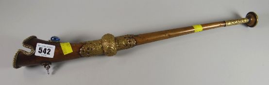A copper & brass decorated Tibetan horn