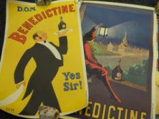 Three unframed vintage Benedictine advertising posters, printed in France