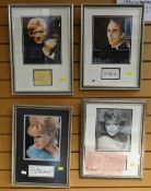 Four framed photographs & autographs - CHRISTOPHER LEE, JON PERTWEE, ANN-MARGARET & BRIGITTE BARDOT