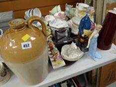 A salt glazed Edmund L Morgan Castle Square Swansea bottle, Royal Doulton figure of Princess