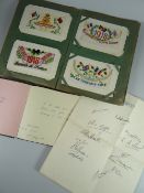 Vintage autograph album & album of silk & other early twentieth century postcards