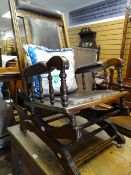 A vintage oak American rocking chair