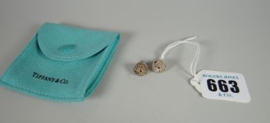 Pair of silver (925) Tiffany & Co earrings in the form of a rope-twist ball stamped T&Co (in