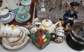 A parcel of mixed china, country ware teapot, ice bucket etc