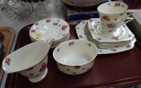 A parcel of vintage Royal Doulton Rose patterned teaware