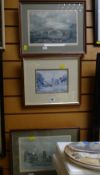 Three framed prints including Chester new bridge etc
