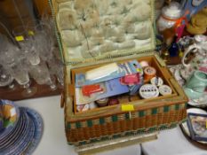 Vintage sewing box & contents