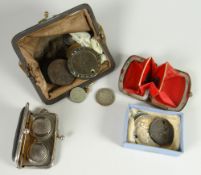 Parcel of old coinage & a sovereign holder including a 1676 Charles II coin