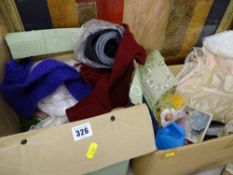 Two boxes of haberdashery and crafting materials etc