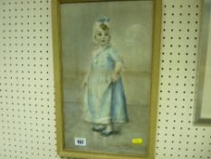 Antique print of a girl wearing a bonnet