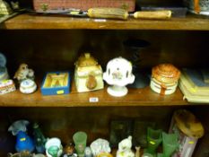 Parcel of mixed porcelain including cottage ware, trinket boxes and a small parcel of written music,