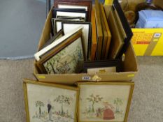 Box of framed pictures and prints