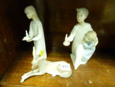 Lladro donkey and a Nao figurine etc