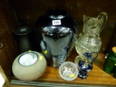 Cut glass ewer, other glassware etc