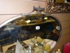 Art Deco style oval bevelled wall mirror and two other wall mirrors