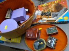 Mixed collection of various boxes and a vintage board game