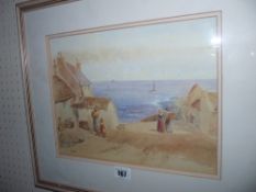 Unsigned watercolour - 'On the Scotch Coast', 24 x 31 cms