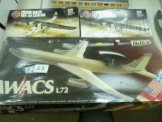 Heller unopened model kit for an Awacs and two Airfix kits for consolidated PBY-5A Catalina, one