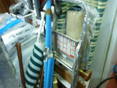Parcel of household and garden items including windbreak, strimmer, shears, stepladder etc