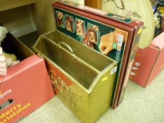 Brass magazine holder and a Scrabble Deluxe board game