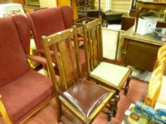 Pair of polished slatback dining chairs