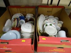 Two mixed boxes of vintage and other teaware