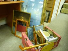 Parcel of pottery planters, prints, mirrors, walking stick etc