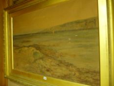 Unknown artist large watercolour - beach head scene, 64 x 100 cms