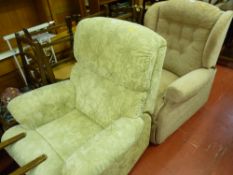 Lime green coloured manual recliner chair