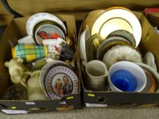 Two boxes of mixed household crockery and ornaments etc
