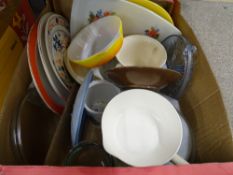 Box of Pyrex ware etc