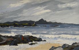 DAVID BARNES oil on board - Anglesey seascape, signed & entitled verso 'North of Llanddwyn