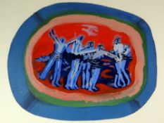 JOHN UZZELL EDWARDS gouache - group of figures, entitled 'The Bathers', 24 x 30cms