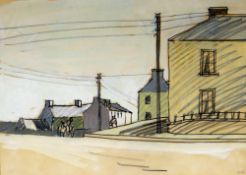SIR KYFFIN WILLIAMS RA pen & ink study - street scene with buildings entitled 'Kilfee, Ireland',