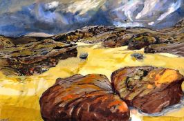 RONALD LOWE watercolour - mountain scene, signed, 16 x 22cms