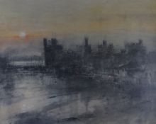 WILLIAM SELWYN limited edition (150/300) print - Caernarfon Castle at sunset, 46 x 56cms