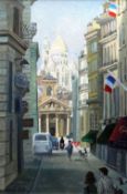 NICK HOLLY oil on canvas - Basilica du Sacre-Coeur, Montmartre entitled verso 'Late Afternoon Light,